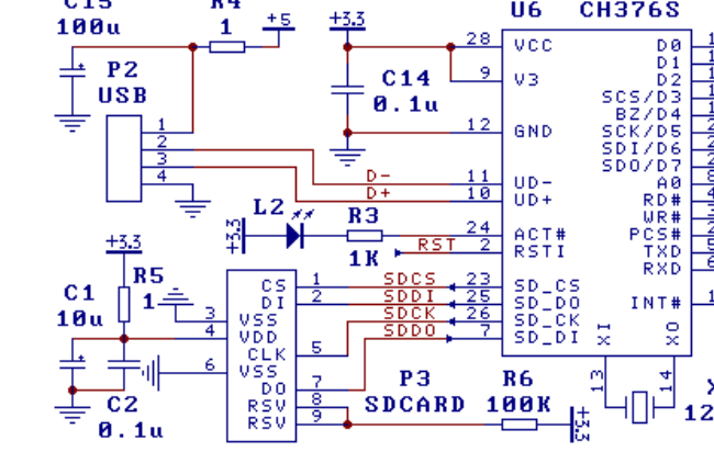 ch376t关于sd卡接线